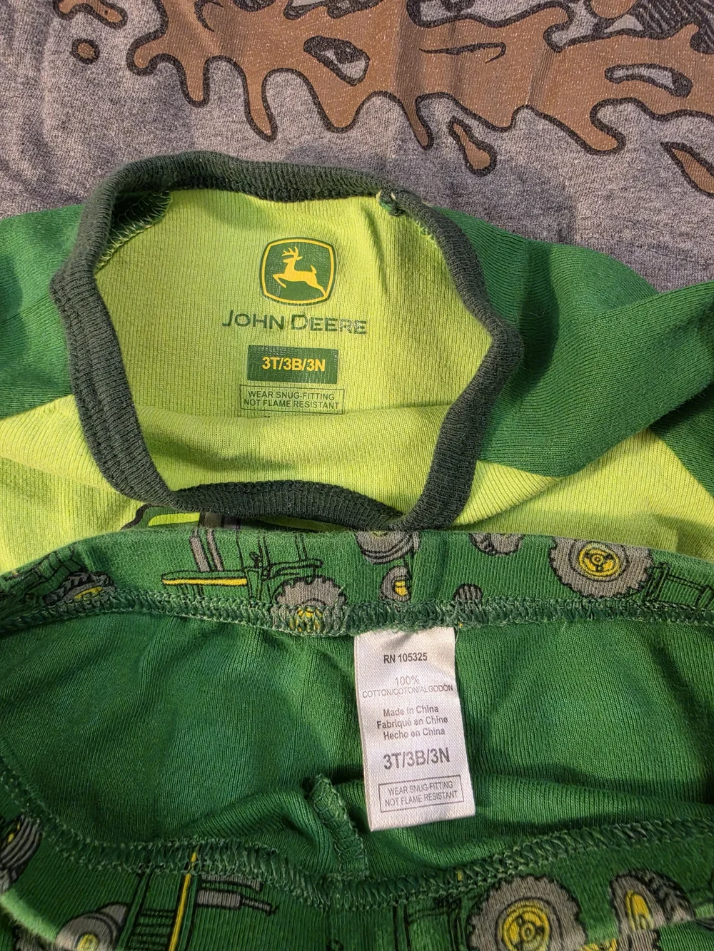 Green Tractor Kids Pajama Set - 2-Piece Long Sleeve Top & Pants